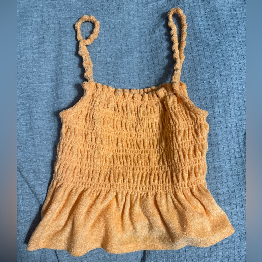 orange terrycloth babydoll top